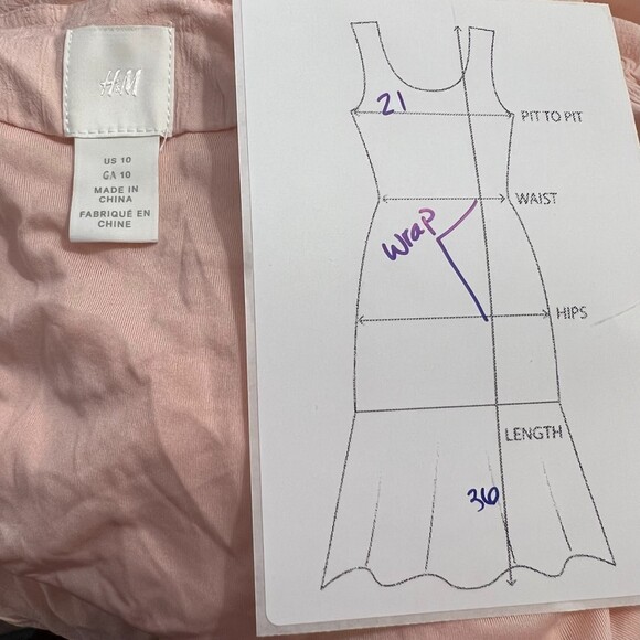 H&M Pale Pink Flowy Boho Peasant Wrap Dress Size 10 - Picture 2 of 8